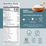 Detalle de la etiqueta nutricional Designer Wellness, destaca proteína, probióticos y vitaminas