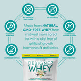 Designer Wellness etiqueta con lista de ingredientes, probióticos y vitaminas visibles