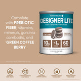 Designer Wellness textura del polvo en primer plano, aspecto cremoso y sin grumos