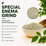 Detox Organic Green Enema Coffee detalle tamaño de gránulos frente a monedas