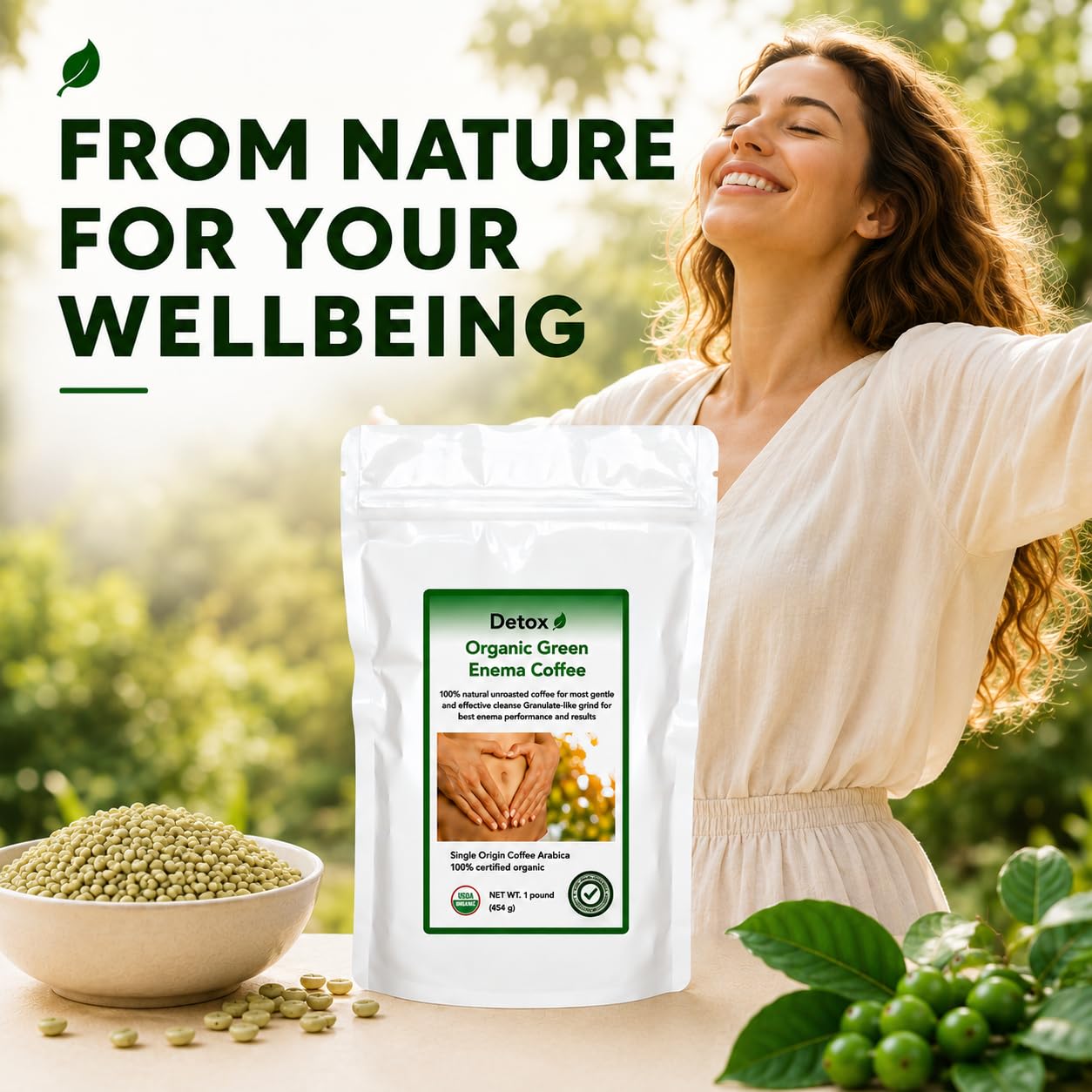 Detox Organic Green Enema Coffee análisis de laboratorio, garantía de pureza