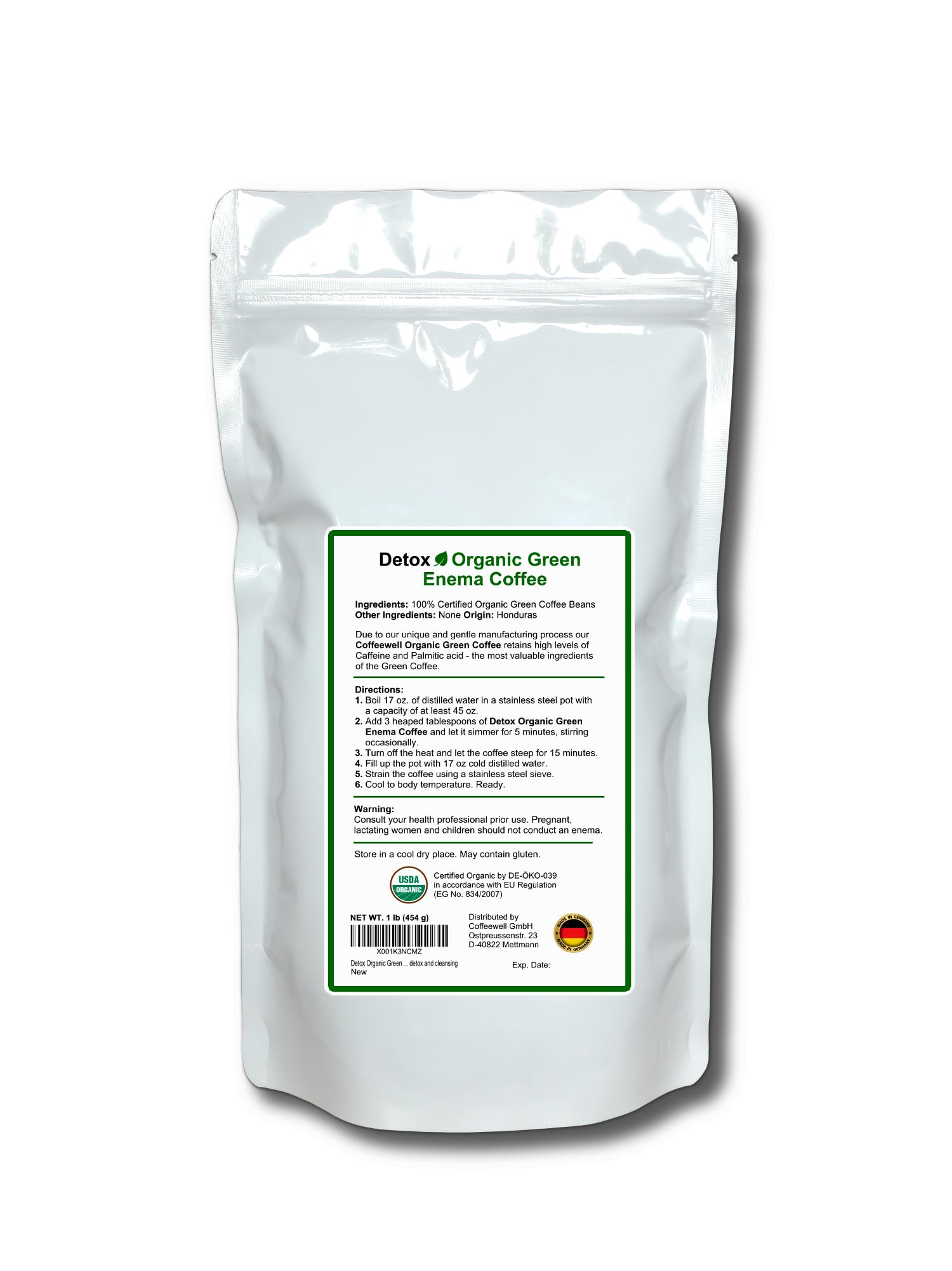 Detox Organic Green Enema Coffee gránulos gruesos, textura ideal para enemas