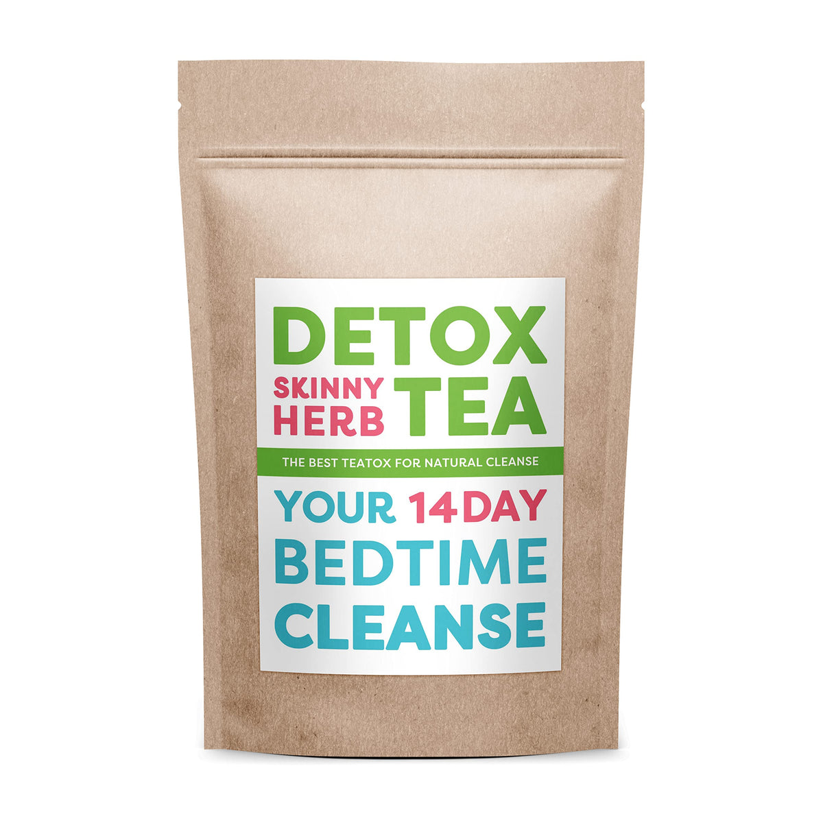 Detox Skinny Herb Tea vista frontal del empaque que inspira limpieza