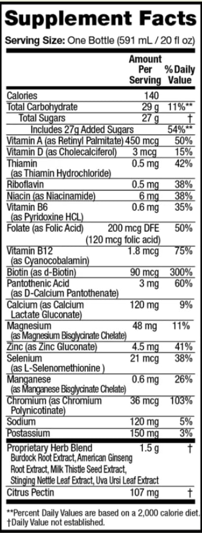 Detoxify detalle de etiqueta con ingredientes y beneficios para información clara