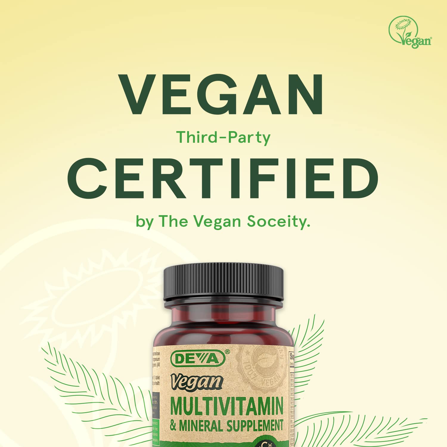 DEVA sello Vegan Society visible como garantía de origen vegetal