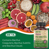 DEVA etiqueta de ingredientes con detalle de FOS y cepas Bacillus