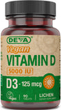DEVA envase frontal mostrando D3 vegano y conteo de 90 cápsulas