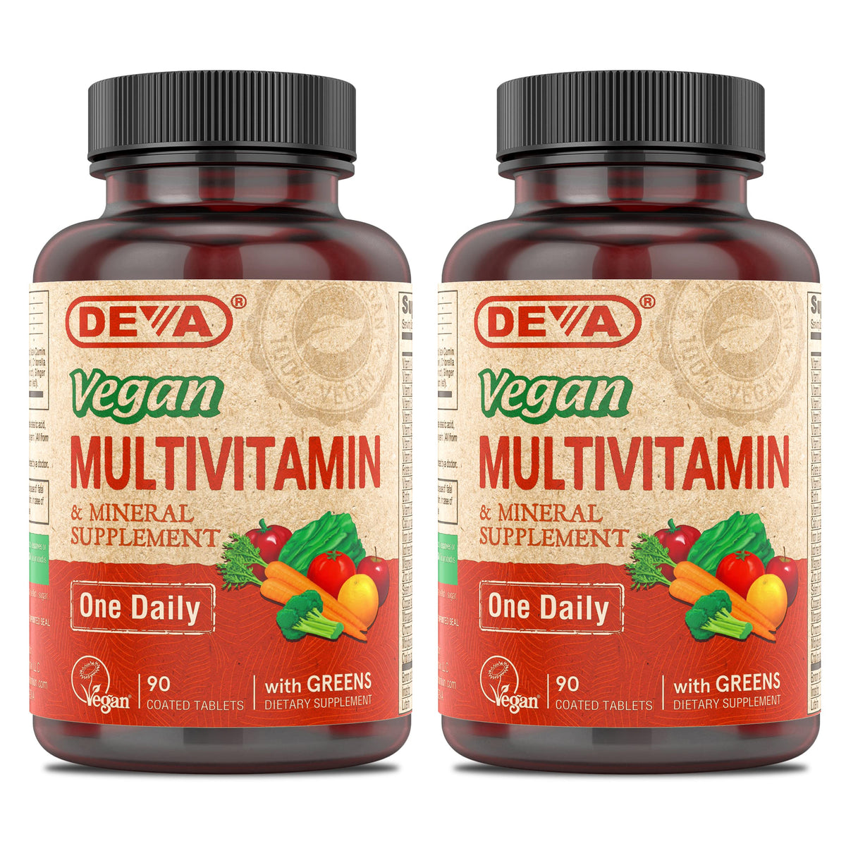 DEVA frente del envase mostrando el pack doble y beneficios veganos