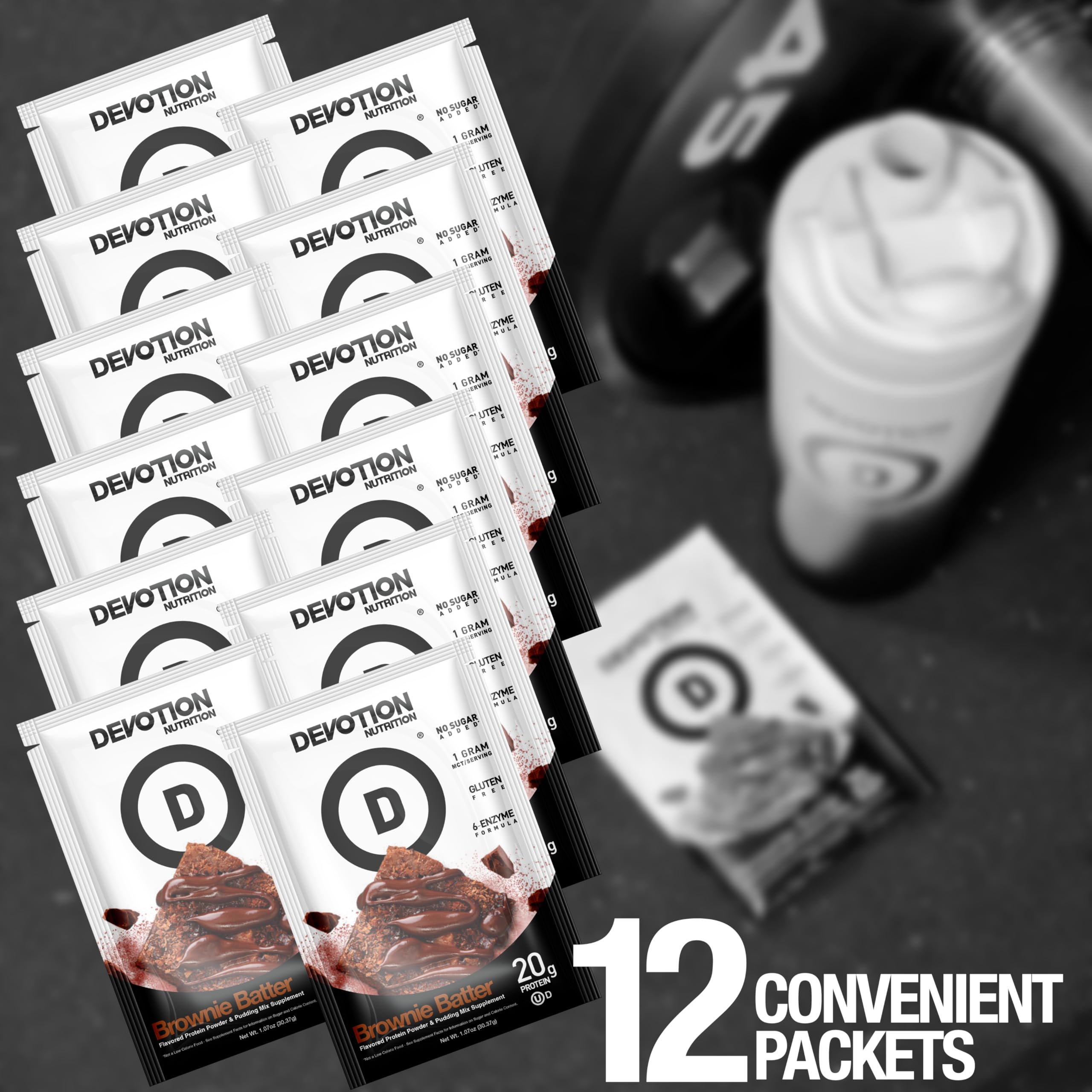 Devotion Nutrition primer plano del polvo mostrando textura fina y mezcla fácil