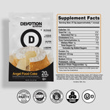 Devotion Nutrition textura del polvo mostrando finura y mezclabilidad fácil