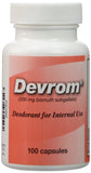Devrom frasco de 100 cápsulas mostrado frontalmente, solución discreta para ostomía