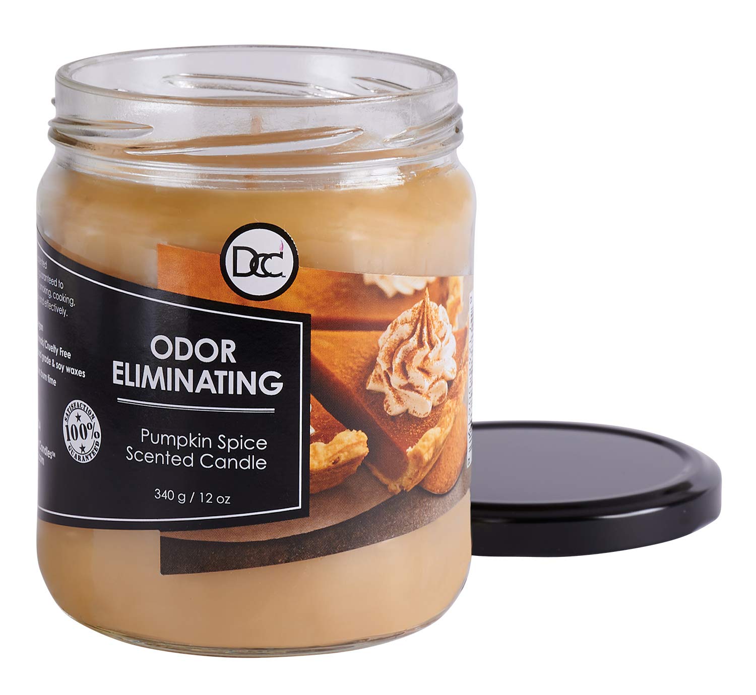 Dianne's Custom Candles detalle de etiqueta que destaca la mezcla Pumpkin Spice