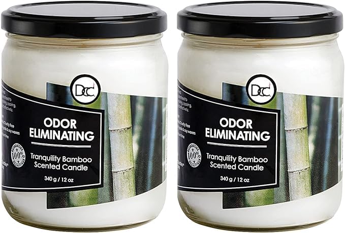 Dianne's Custom Candles frontal del frasco Bamboo mostrando diseño y beneficio neutralizador