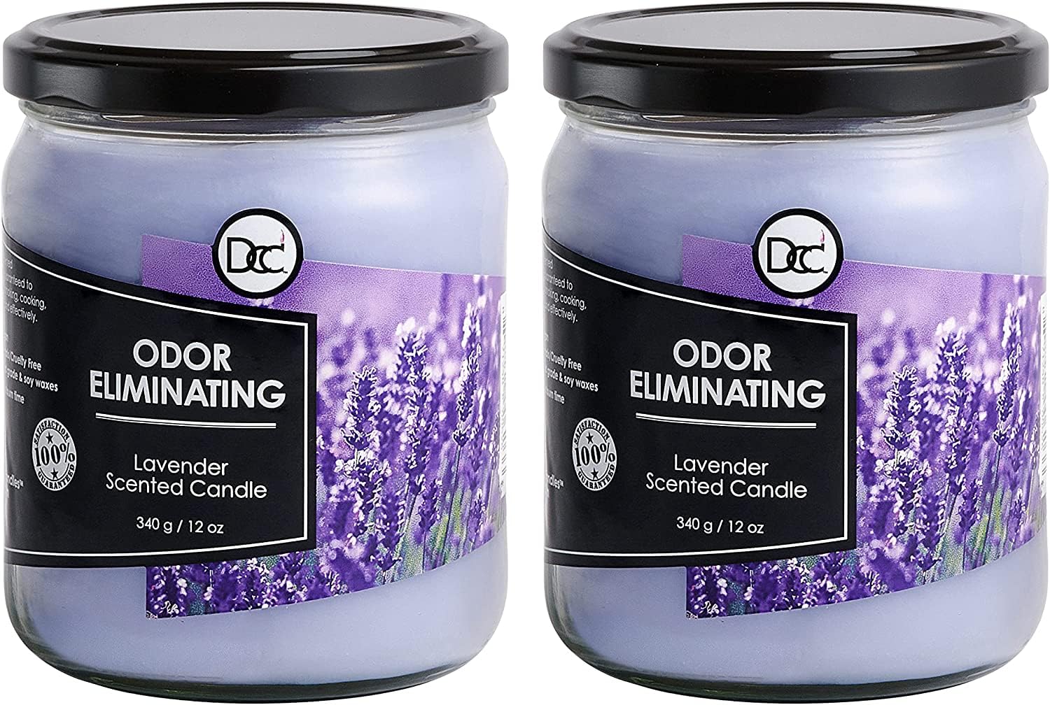 Dianne's Custom Candles frontal del pack lavanda mostrando diseño y beneficio aromático