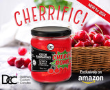 Dianne's Custom Candles comparación de tamaño 12 oz Cherry Bomb para referencia de uso