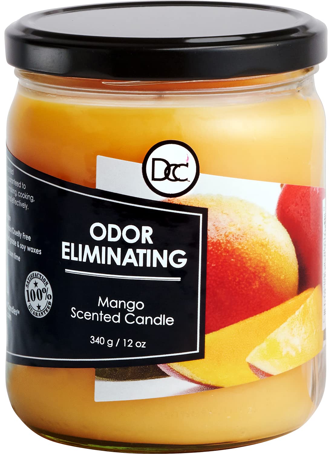 Dianne's Custom Candles frente del envase mostrando diseño y aroma mango