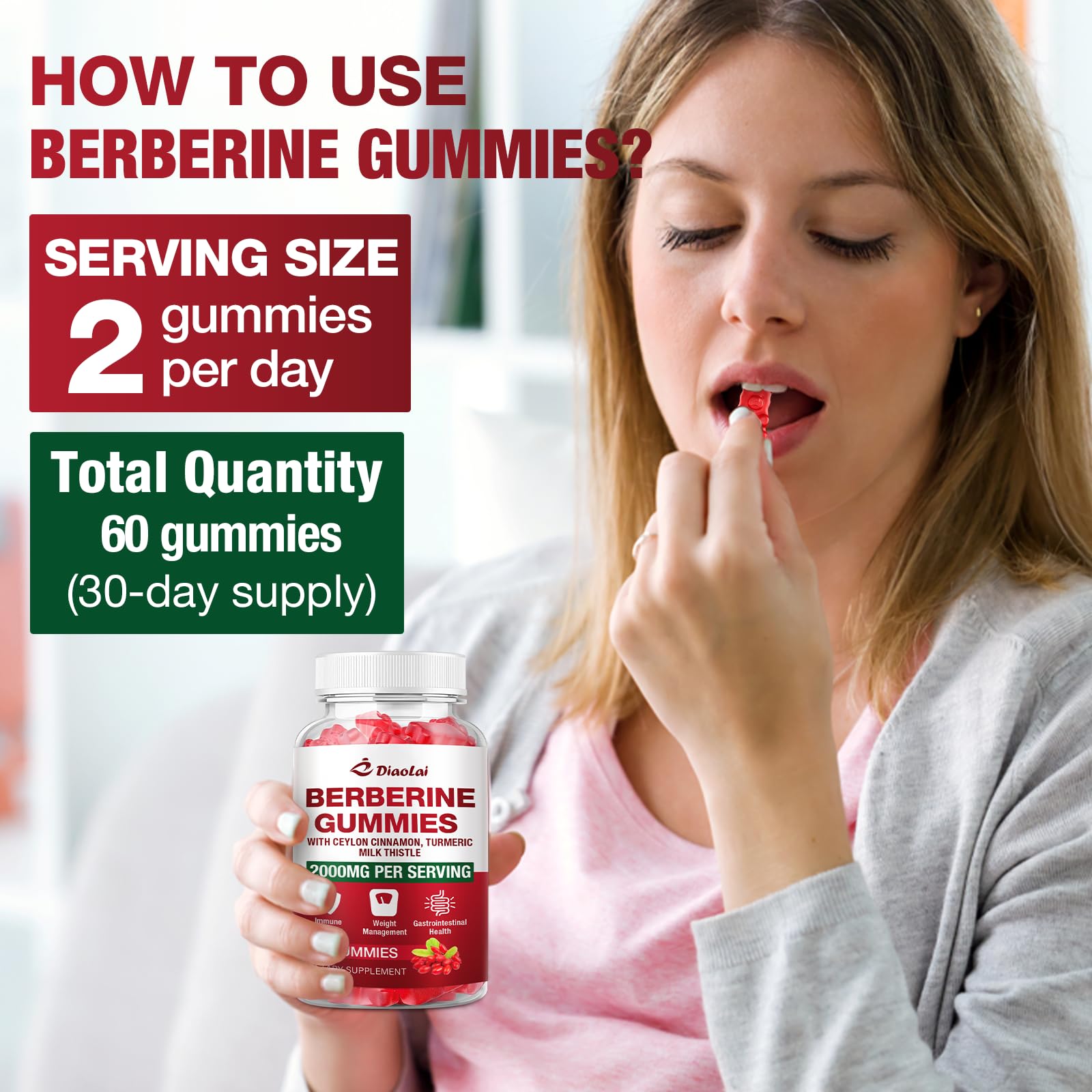 Etiqueta DIAOLAI con información de berberina HCL y detalles de ingredientes