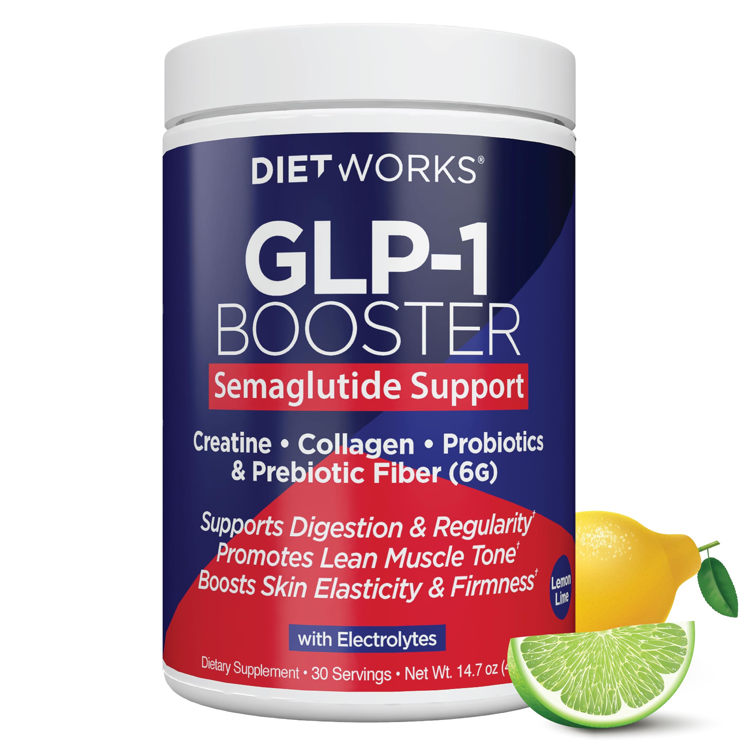 DietWorks botella frontal que muestra etiqueta y beneficios principales