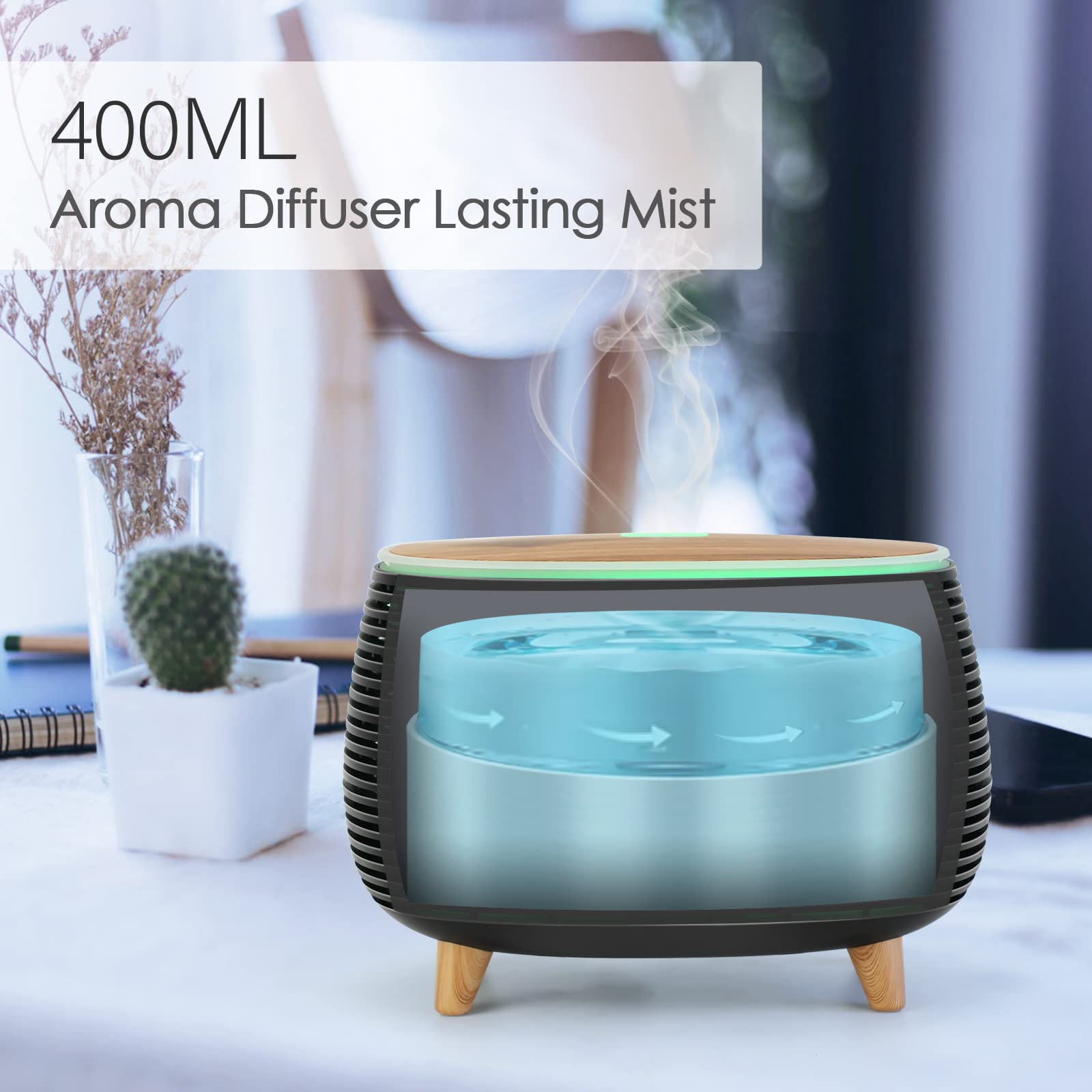 Diffuserlove tamaño comparado con taza para referencia de capacidad 400 ml