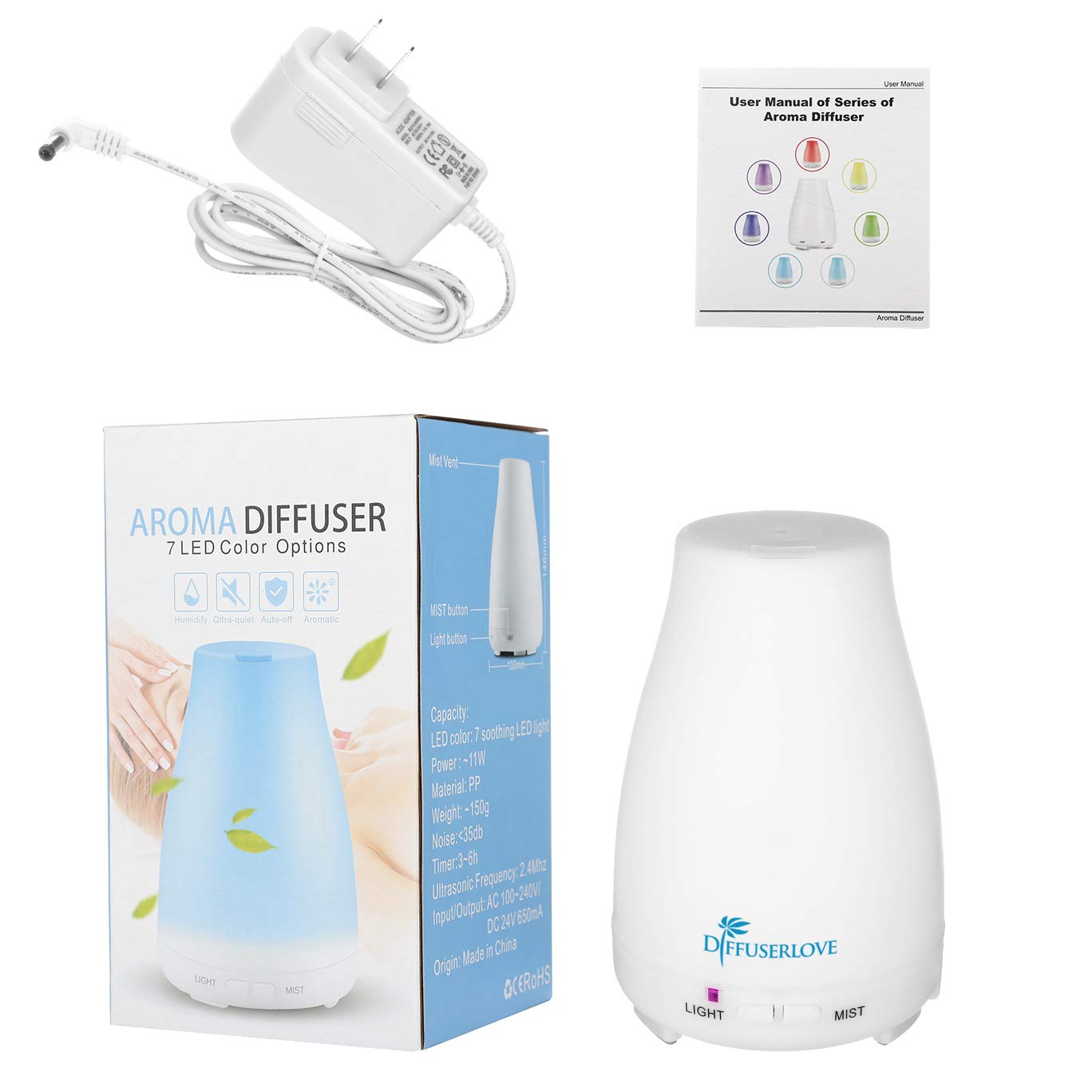 Diffuserlove paquete con adaptador mando y manual listo para usar