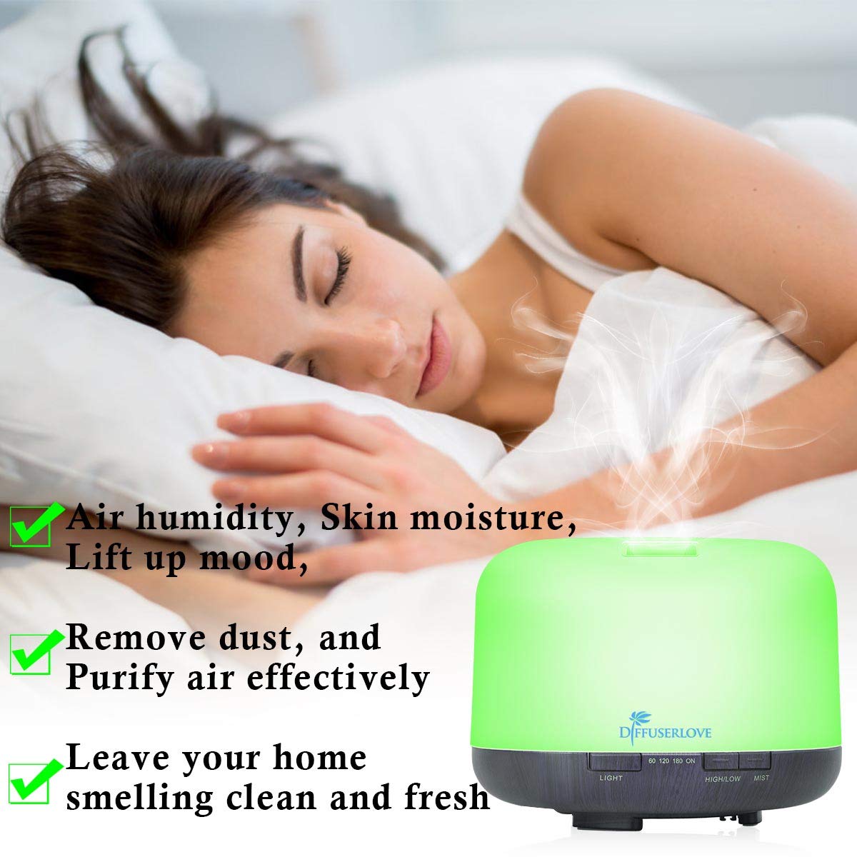 Diffuserlove lámpara LED 7 colores creando ambiente relajante en habitación