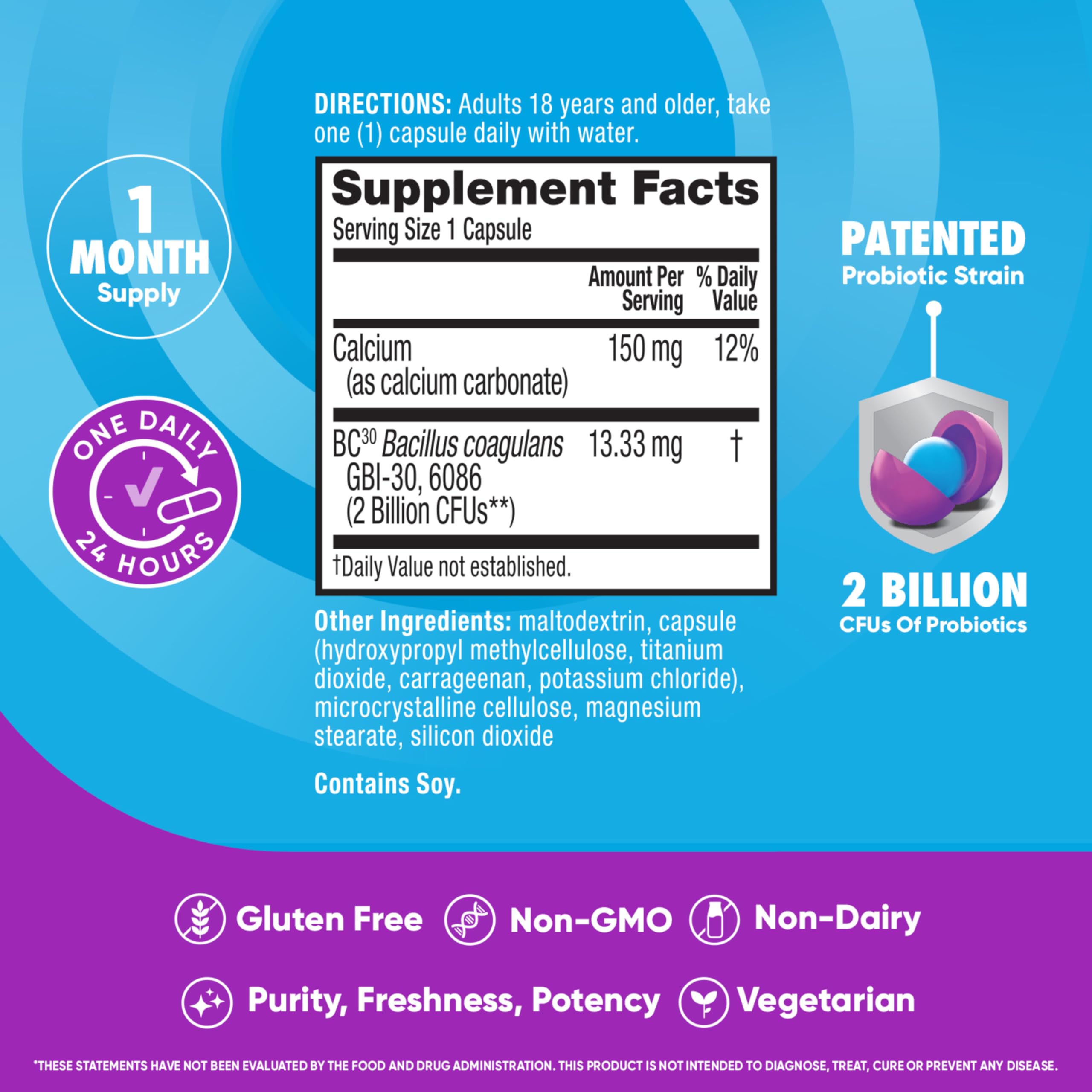 Cápsula Digestive Advantage abierta mostrando polvo probiótico interior