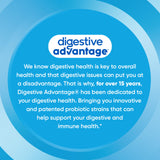 Digestive Advantage cápsula junto a yogur para ilustrar mayor supervivencia