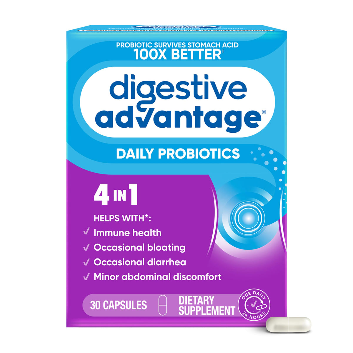 Digestive Advantage frontal del envase mostrando marca y cantidad