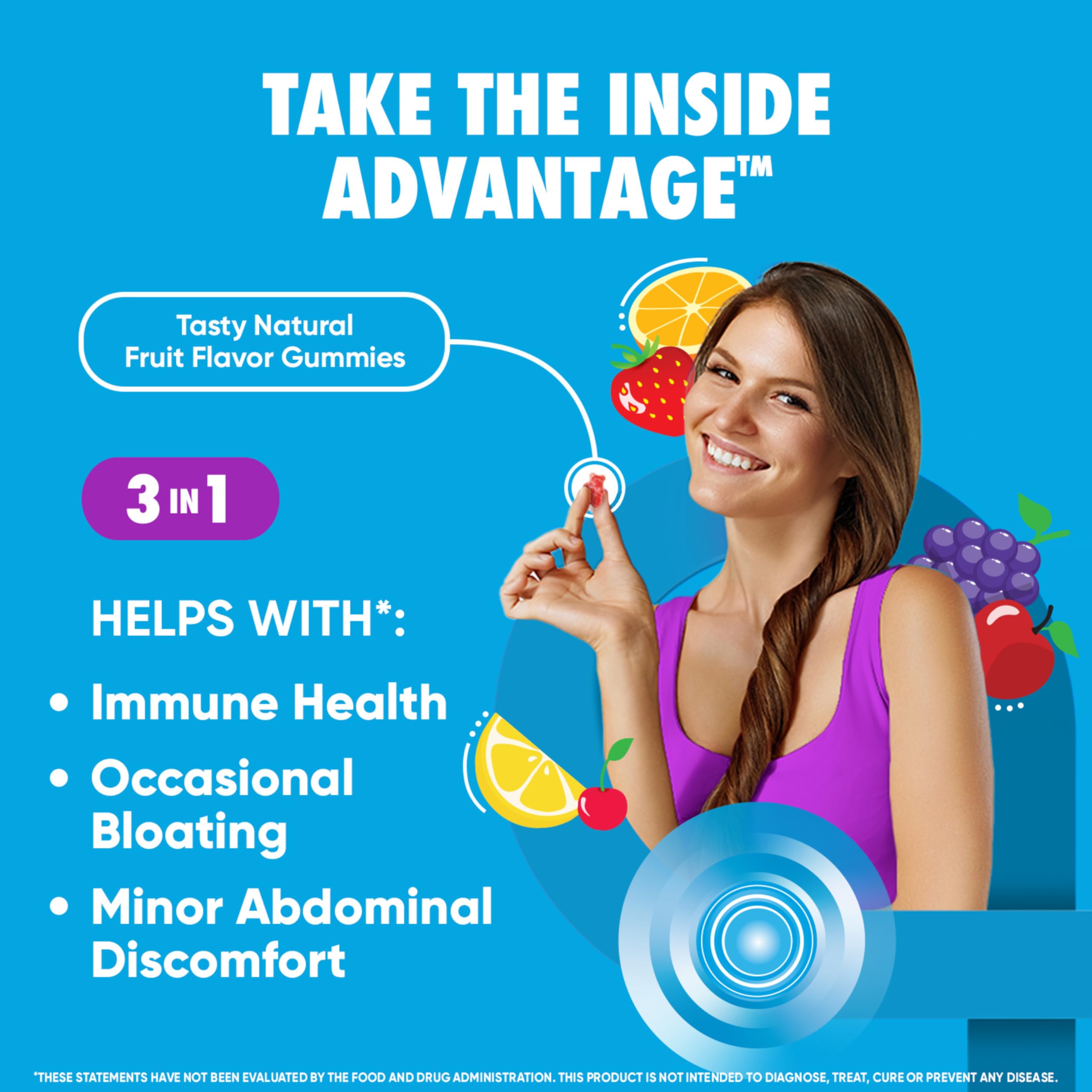 Digestive Advantage primer plano de textura de gomitas, aspecto natural