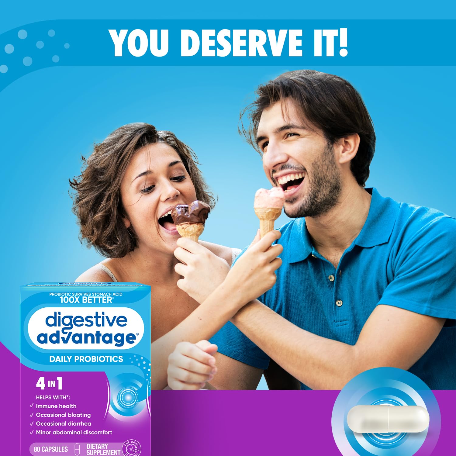 Digestive Advantage etiqueta nutricional y lista de ingredientes clara