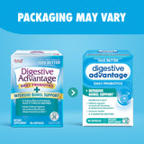Digestive Advantage frasco junto a un desayuno saludable mostrando uso diario sencillo