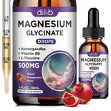dilib frasco frontal de gotas de magnesio glicinato mostrando etiqueta clara y beneficio de absorción