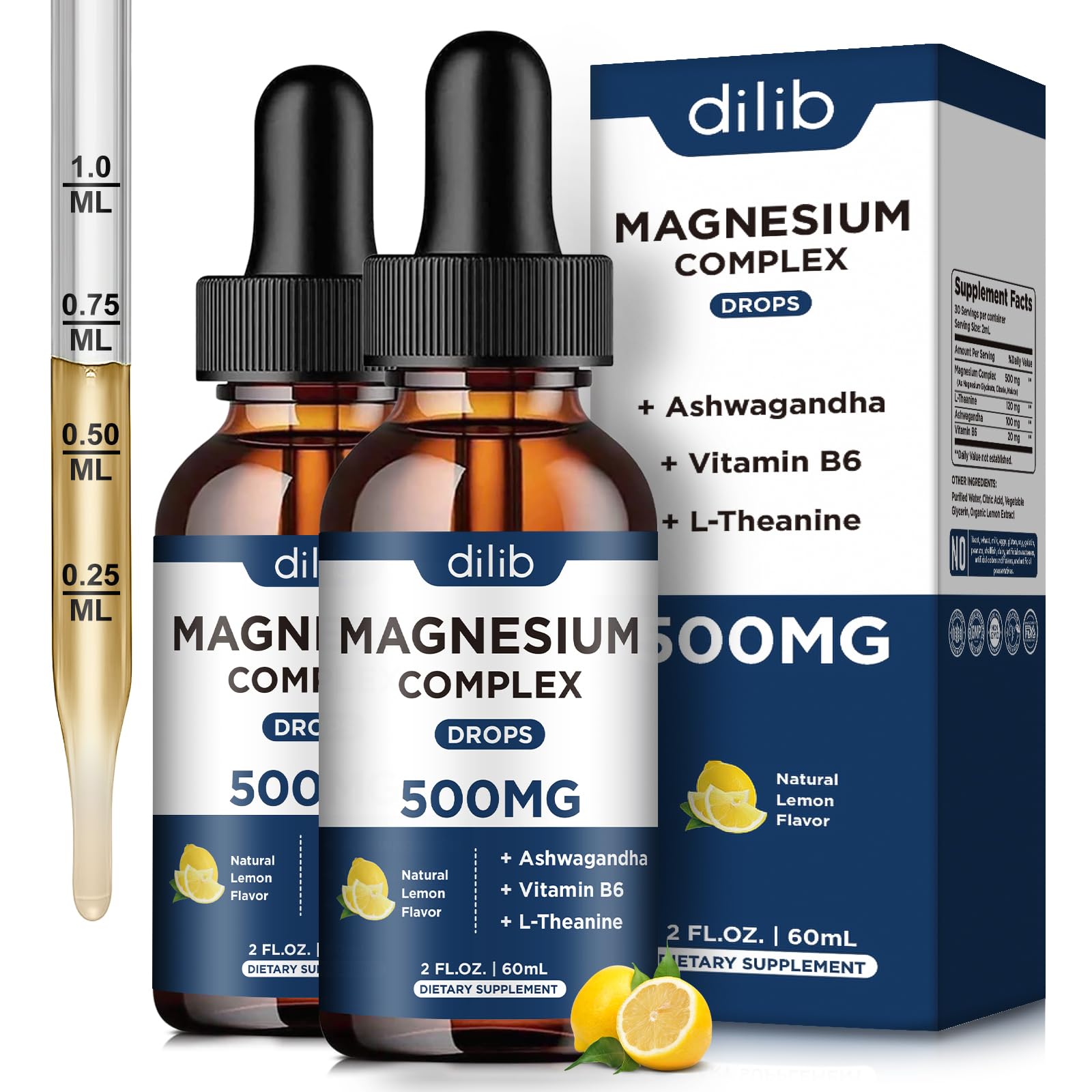 dilib botella frontal de gotas magnesio muestra presentación clara