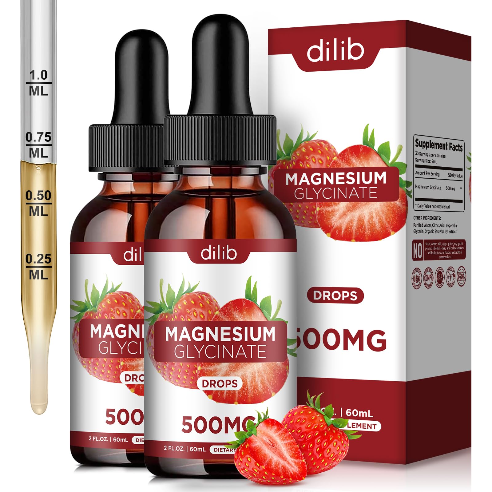 dilib botella frontal de gotas de magnesio con fresa, cómoda administración