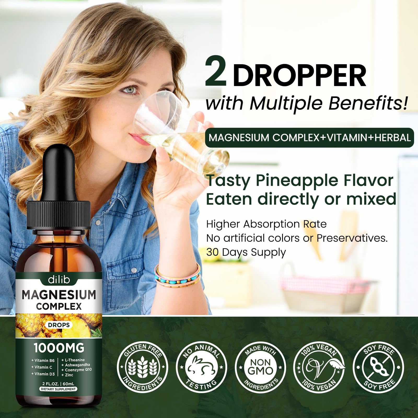 dilib etiqueta con lista de ingredientes para ver magnesio, vitaminas y CoQ10