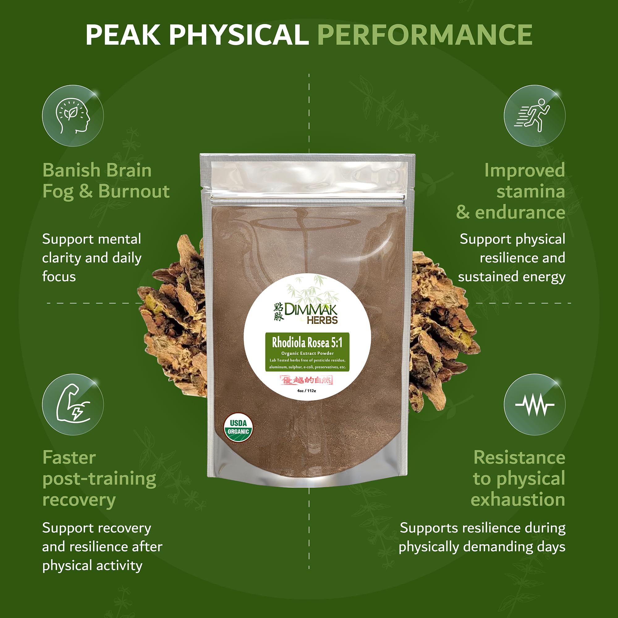 Dimmak Herbs polvo mezclado en batido para energía diaria