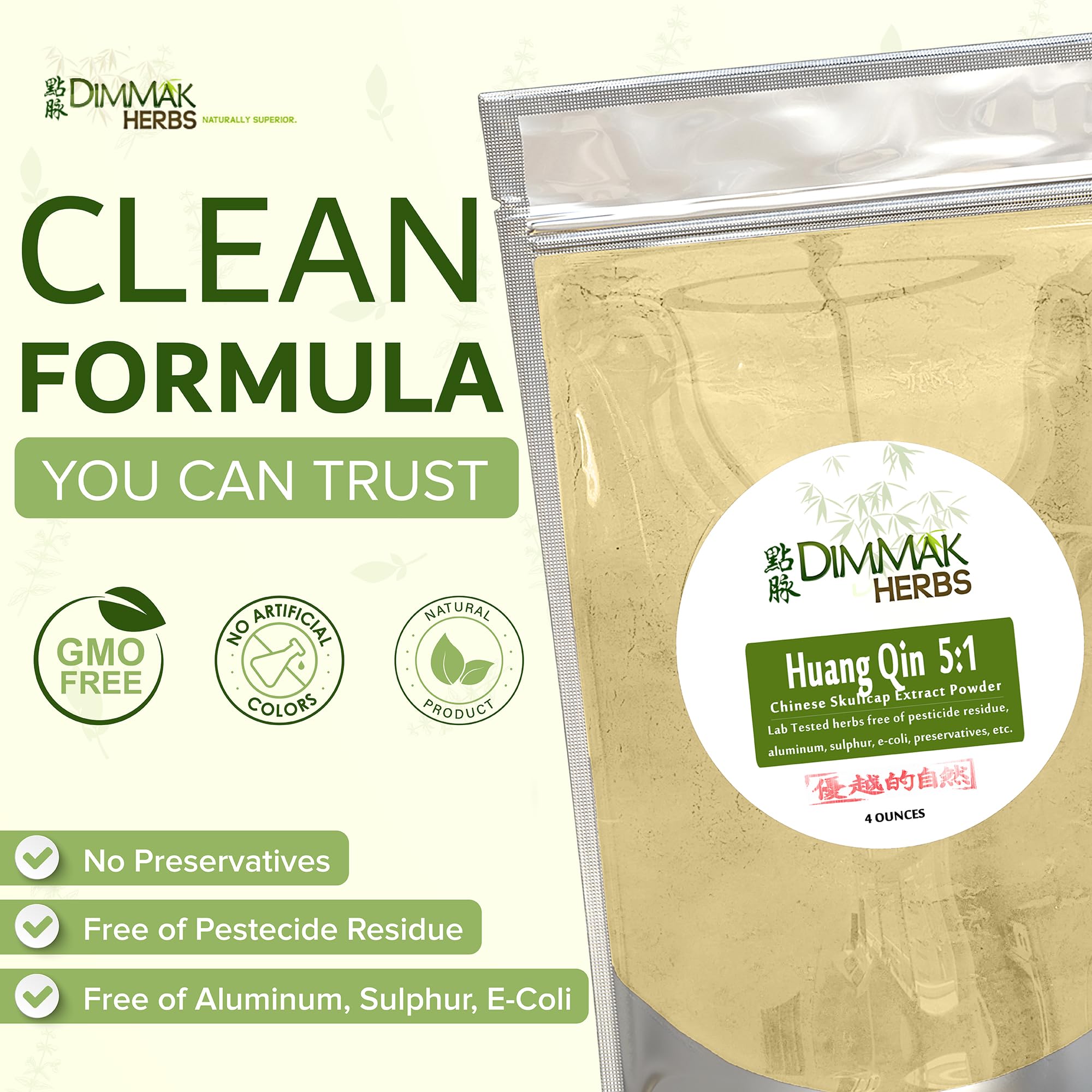 Dimmak Herbs etiqueta con ingredientes y certificación orgánica verificada