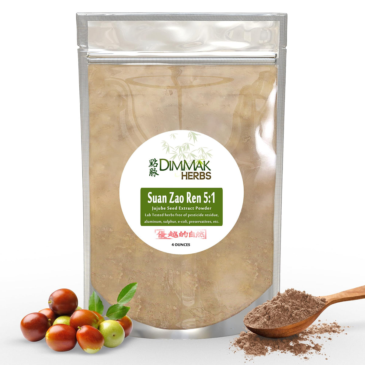Dimmak Herbs frasco frontal del extracto Suan Zao Ren, muestra confianza