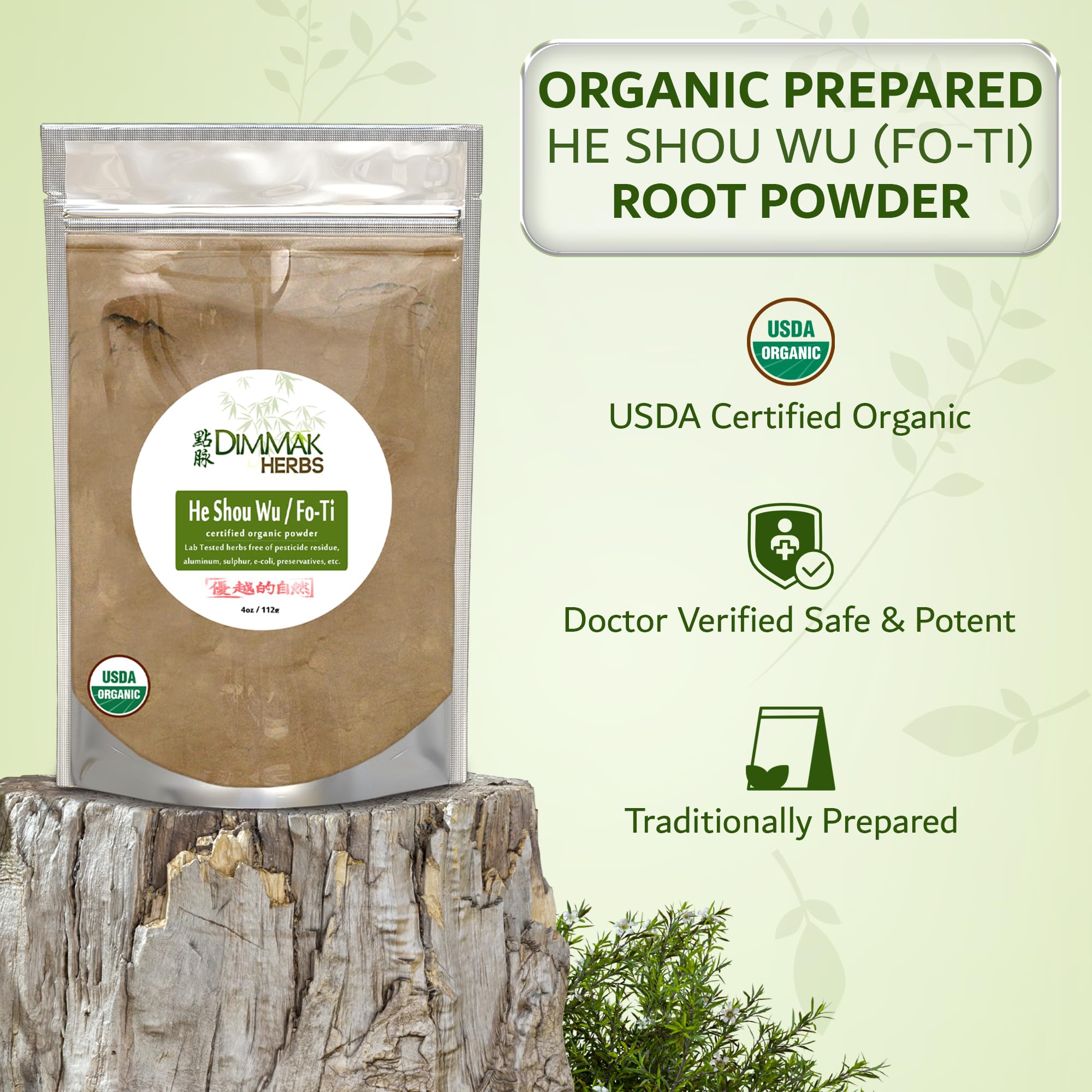 Dimmak Herbs textura fina del polvo y aspecto natural beneficioso