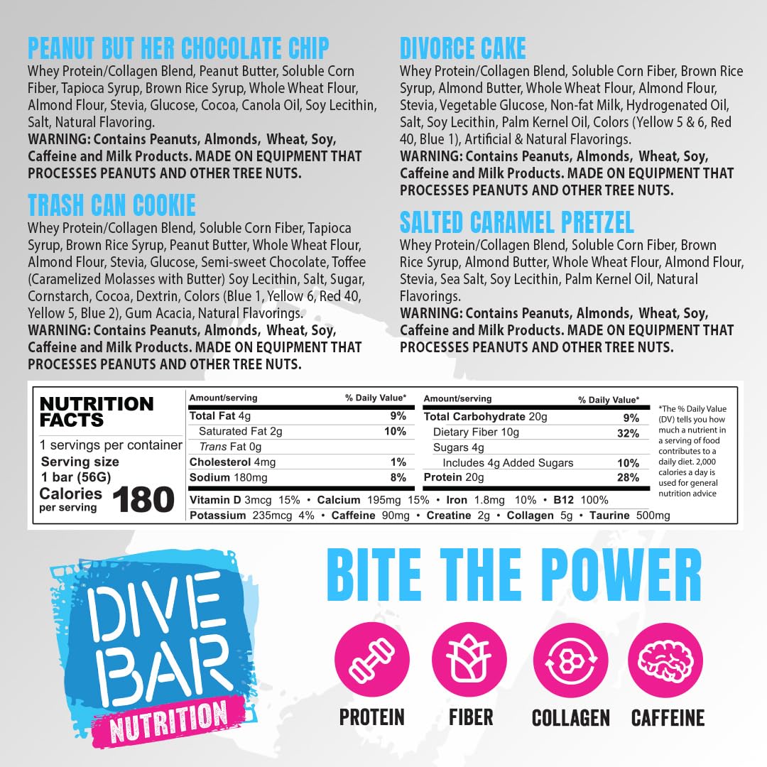 Dive Bar Nutrition barra vista de cerca resaltando calidad de ingredientes