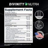 Divinity Nutra junto a pesas simboliza energía y apoyo al rendimiento físico