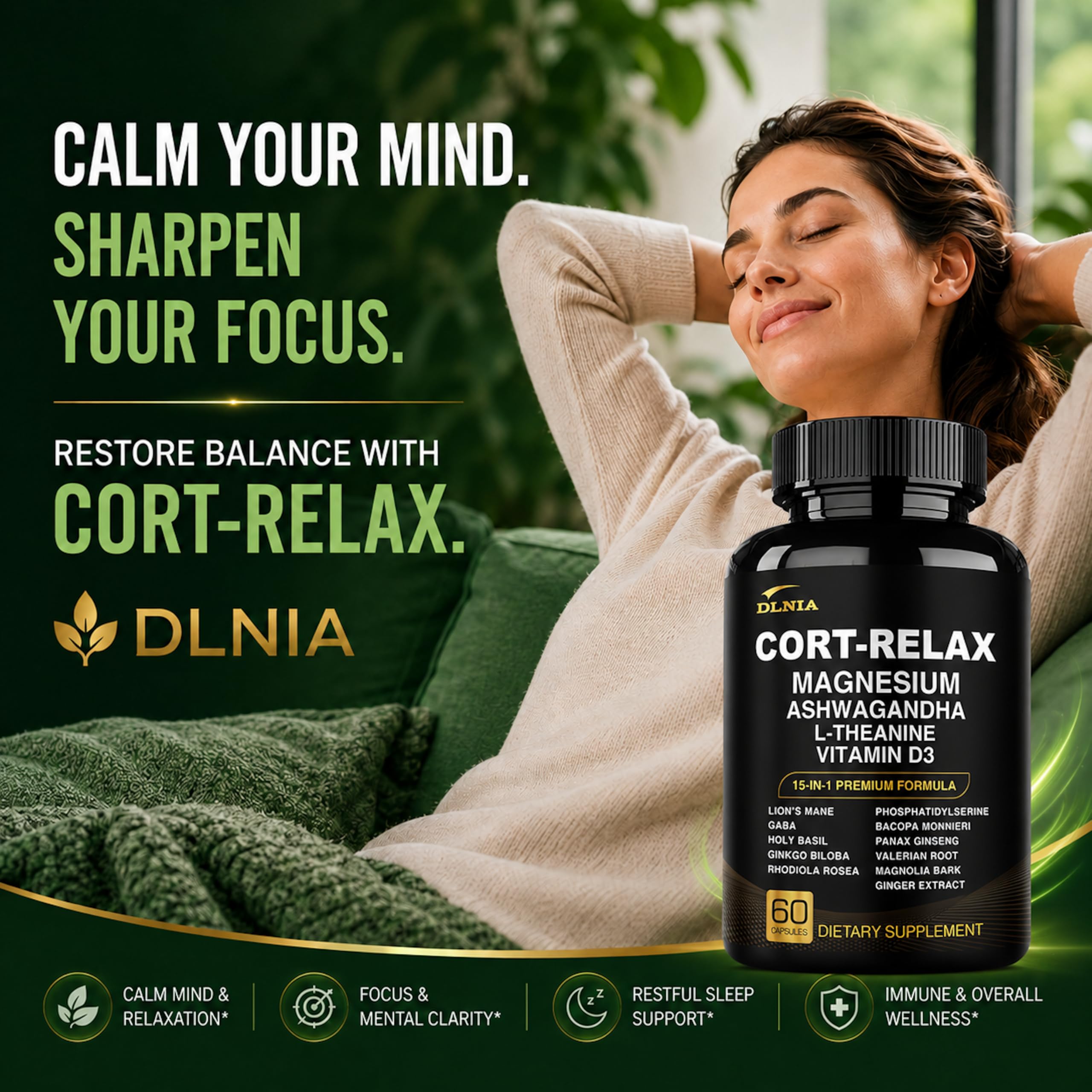 DLNIA ingredientes botánicos mostrando adaptógenos naturales