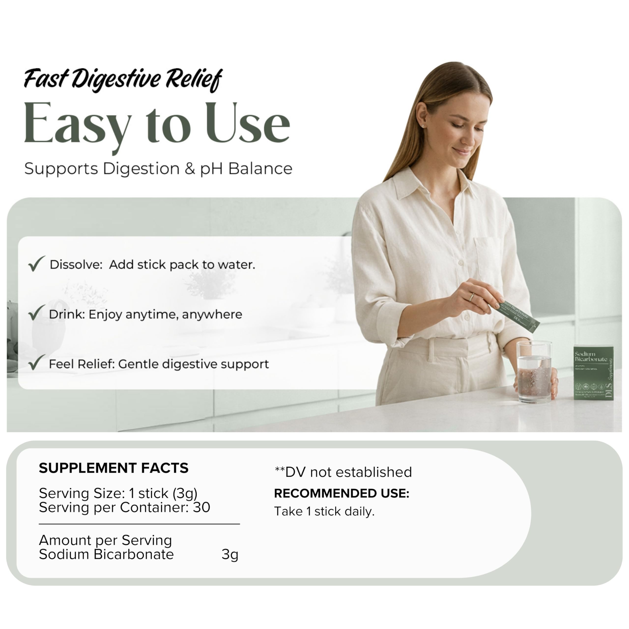 DLS etiqueta frontal detallada, claridad en ingredientes y origen
