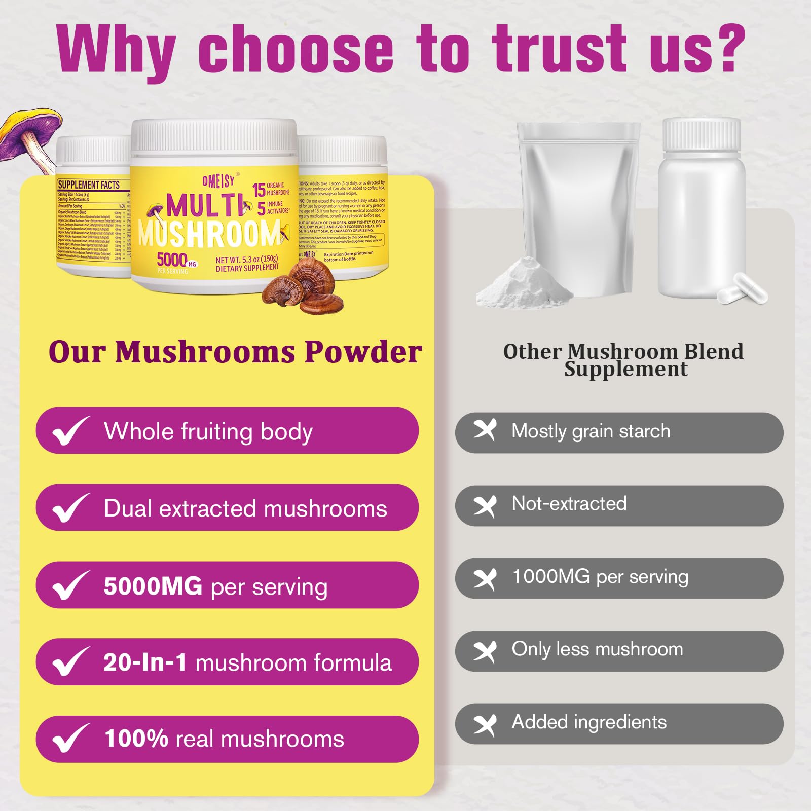 Dmeisy etiqueta con lista de ingredientes orgánicos y sin rellenos