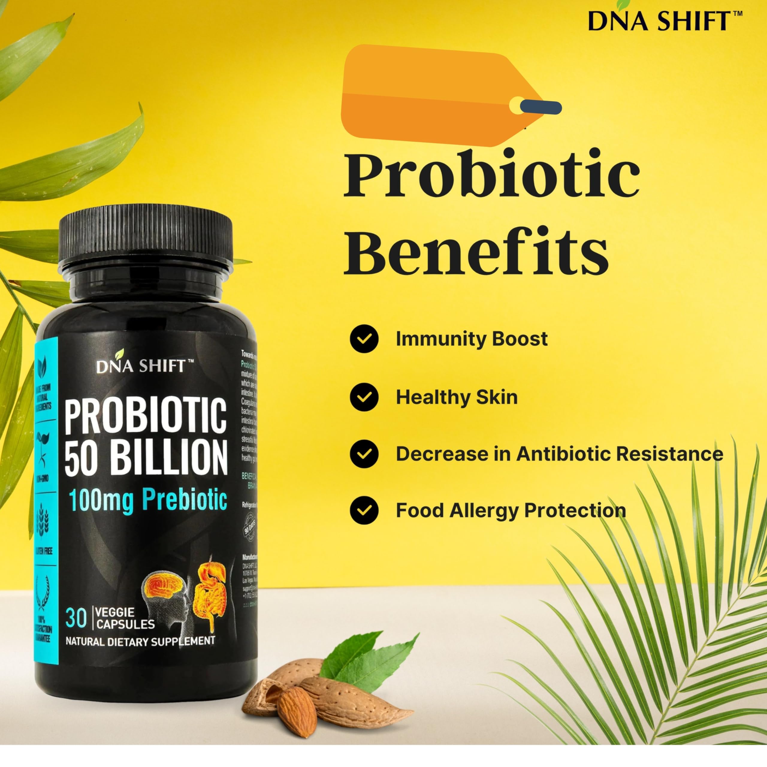 DNA SHIFT envase abierto con cápsulas, destaca la cantidad por dosis