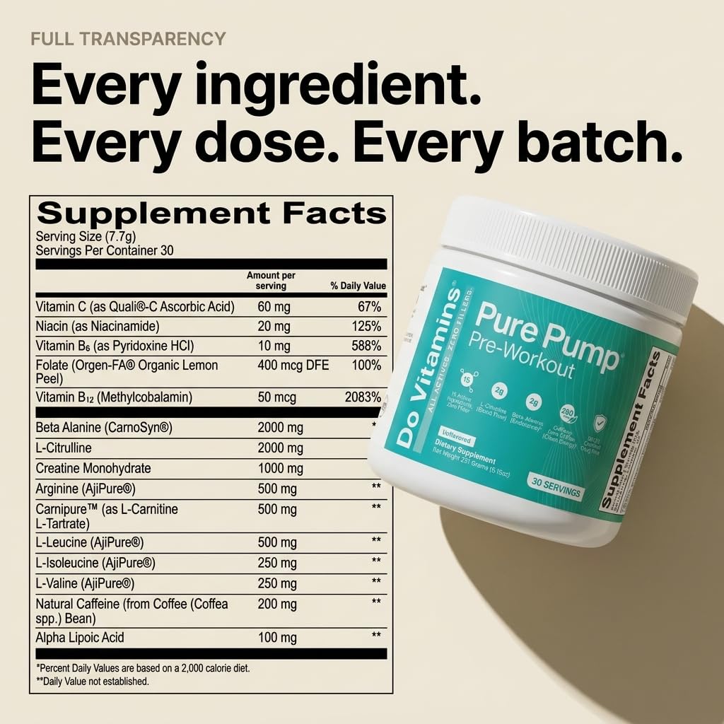 Do Vitamins PurePump etiqueta con ingredientes activos y sin rellenos