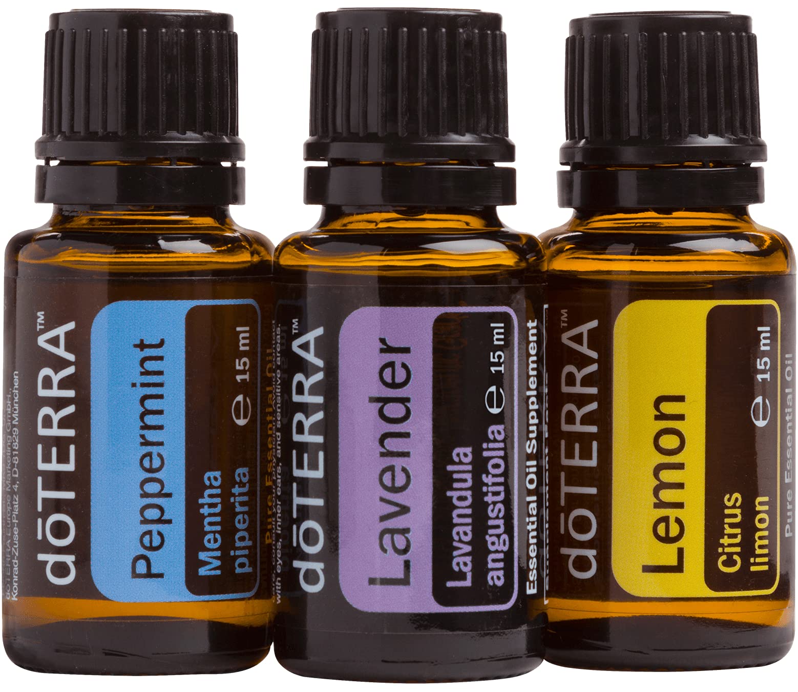 dōTERRA empaque frontal del trío con beneficios de inicio sencillo