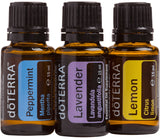dōTERRA empaque frontal del trío con beneficios de inicio sencillo
