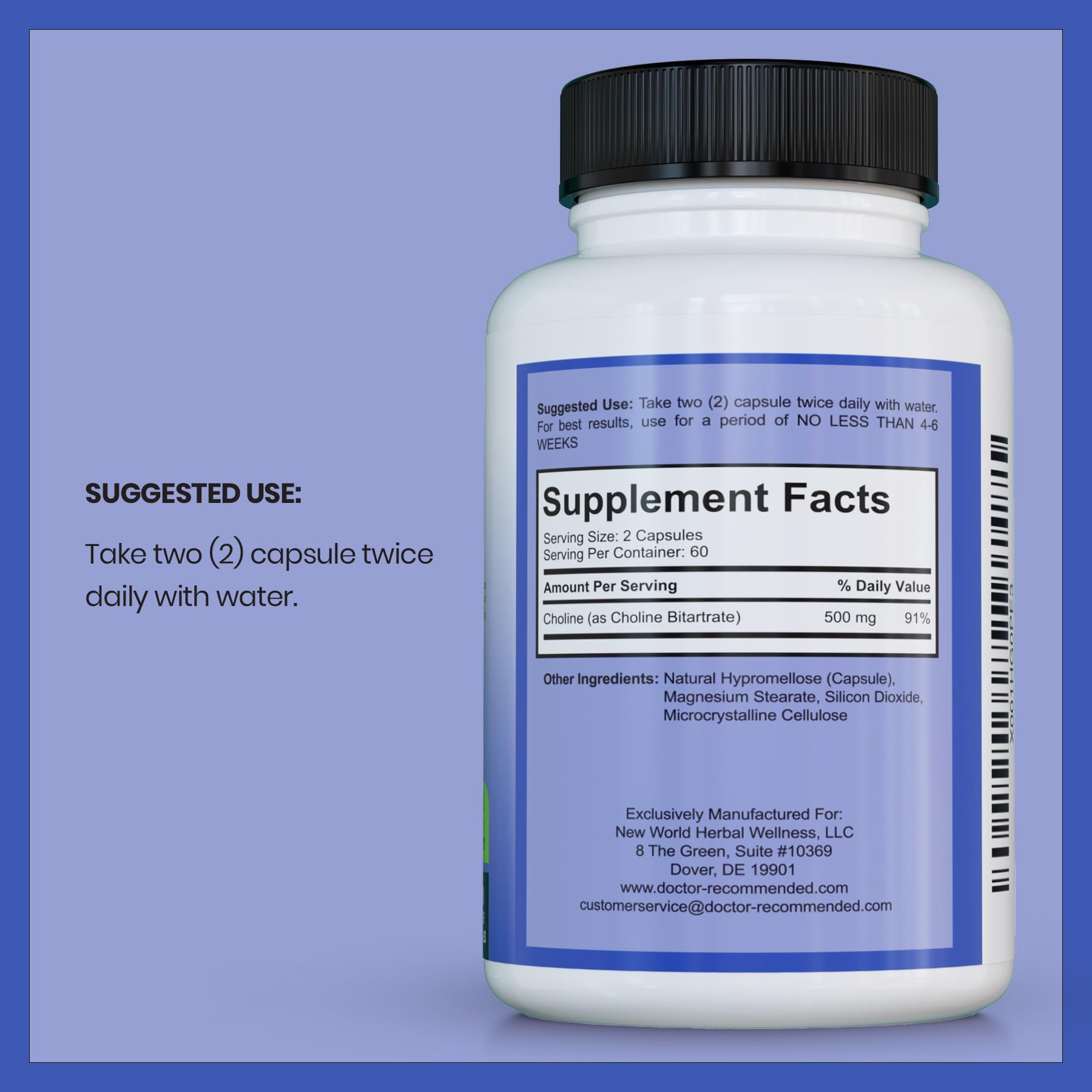 DOCTOR RECOMMENDED SUPPLEMENTS primer plano de cápsula vegetal y acabado suave
