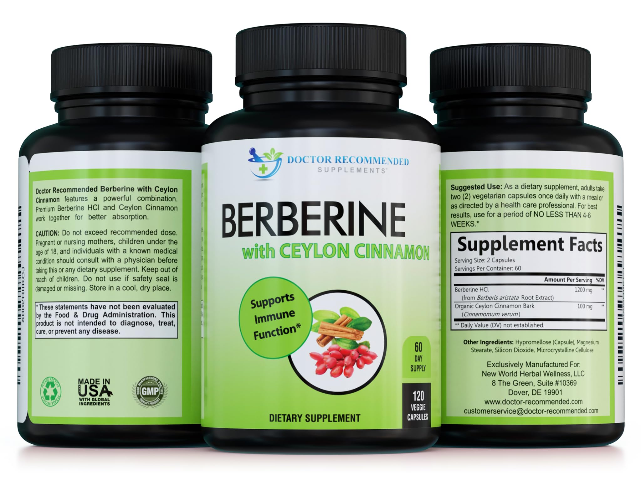 DOCTOR RECOMMENDED SUPPLEMENTS etiqueta con ingredientes y concentraciones